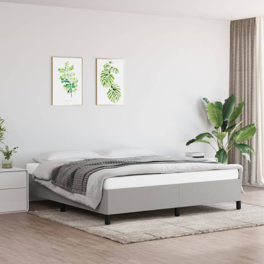 vidaXL Bedframe zonder matras Super King stof lichtgrijs afbeelding 1