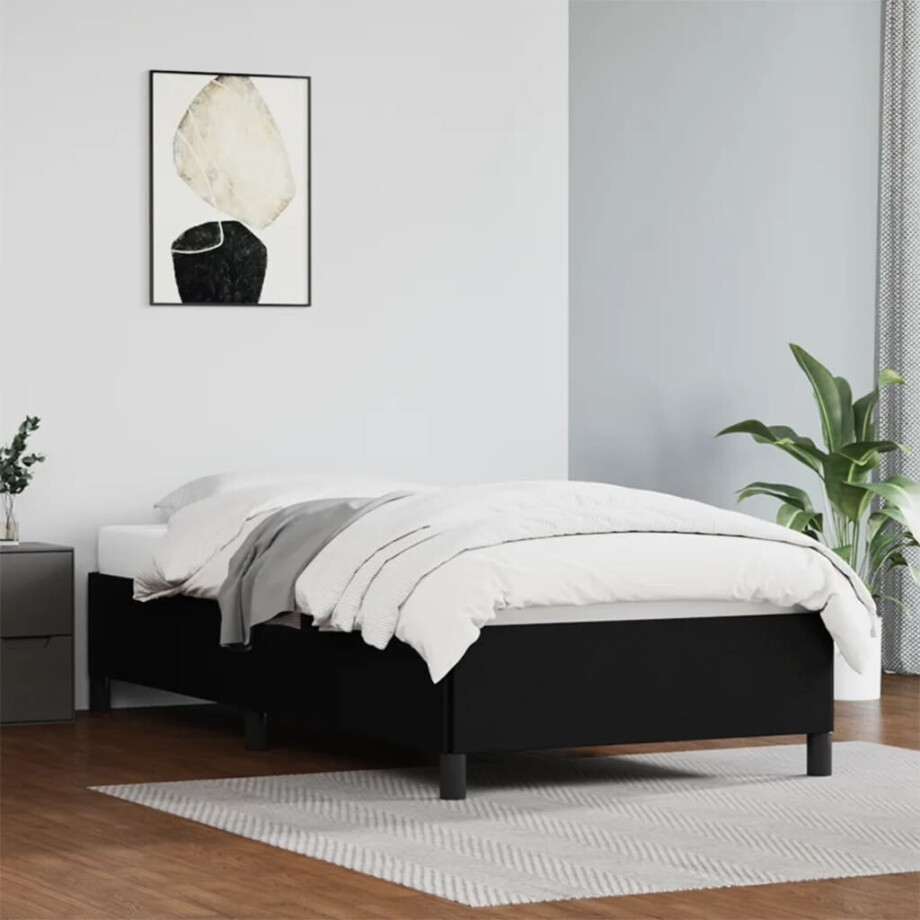 vidaXL Bedframe kunstleer zwart 90x190 cm Single afbeelding 1