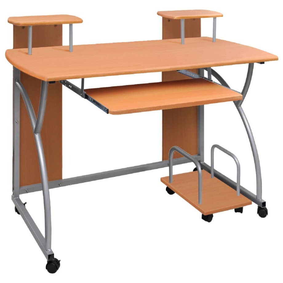 vidaXL Computerbureau 110x52x88,5 cm bewerkt hout bruin vidaXL Computerbureau 110x52x88,5 cm bewerkt hout bruin afbeelding 1