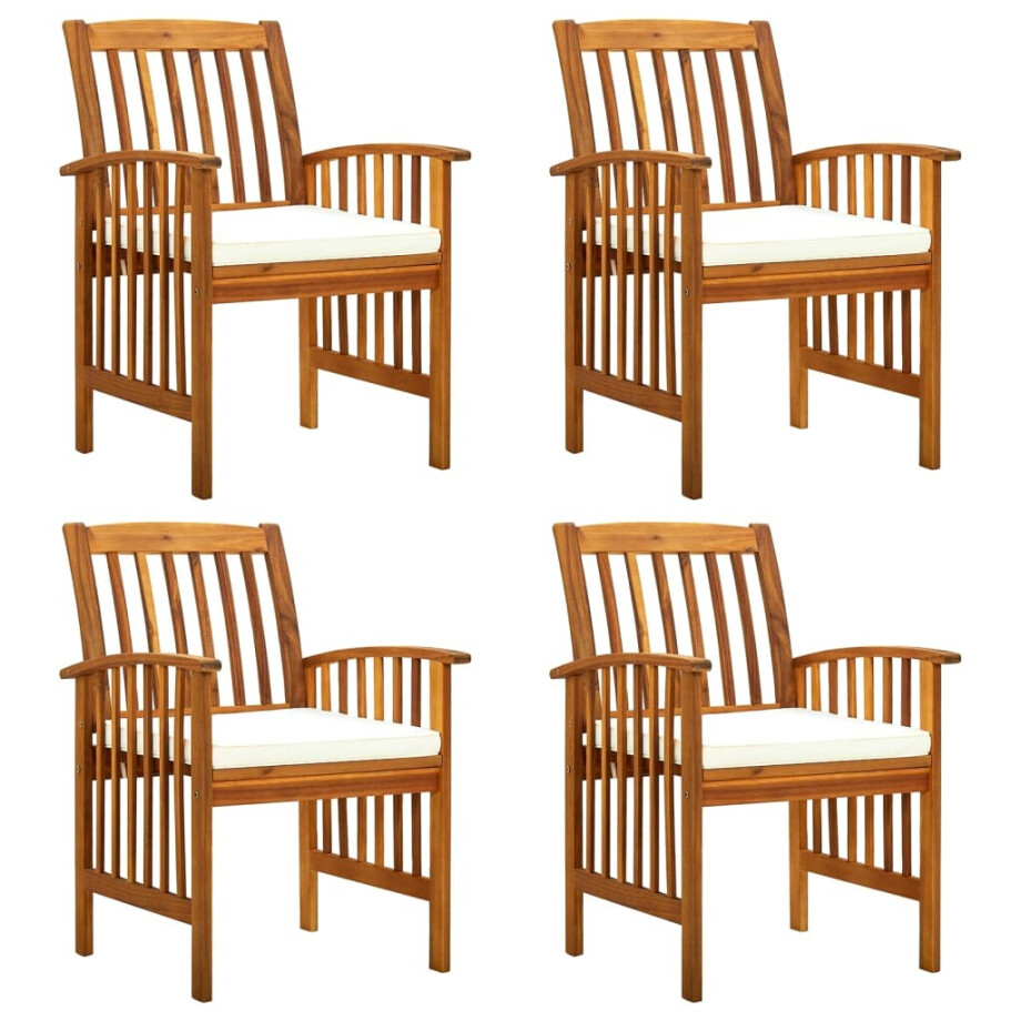 vidaXL Tuinstoelen 4 stuks met kussens, massief acaciahout vidaXL Tuinstoelen 4 stuks met kussens, massief acaciahout afbeelding 1