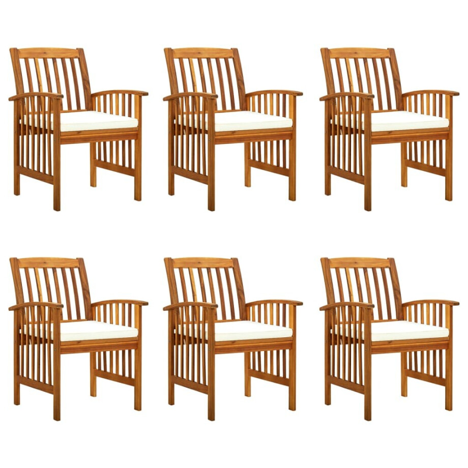 vidaXL Tuinstoelen 6 stuks met kussens, massief acaciahout afbeelding 1