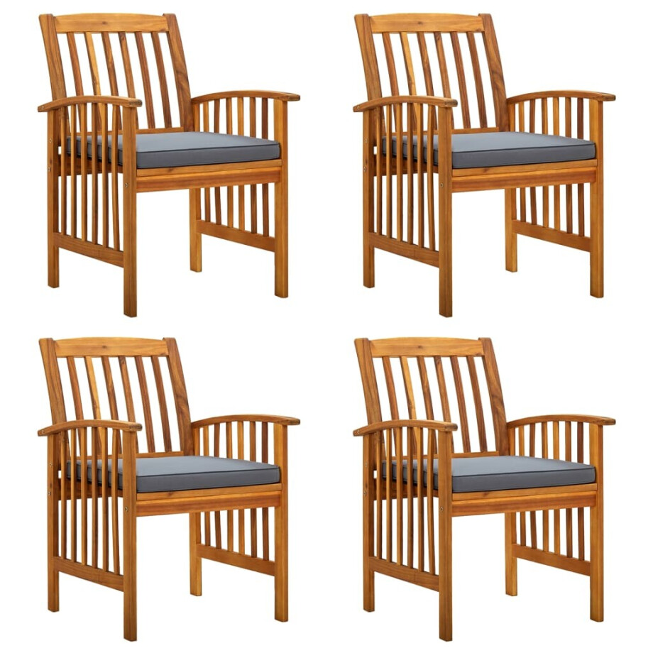vidaXL Tuinstoelen 4 stuks met kussens, massief acaciahout vidaXL Tuinstoelen 4 stuks met kussens, massief acaciahout afbeelding 1