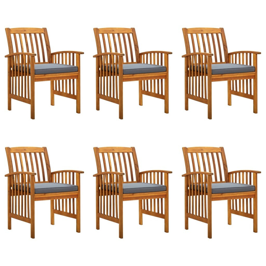 vidaXL Tuinstoelen 6 stuks met kussens, massief acaciahout afbeelding 1