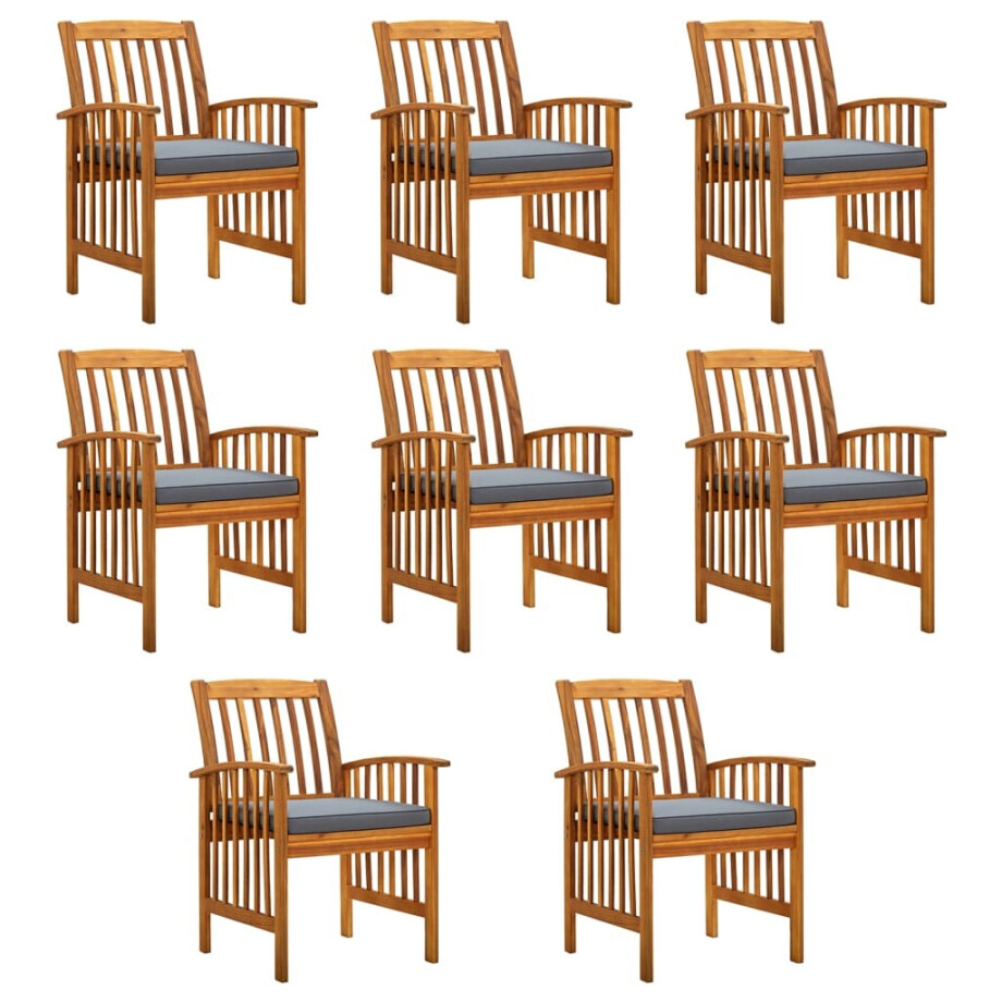 vidaXL Tuinstoelen 8 stuks met kussens, massief acaciahout afbeelding 1