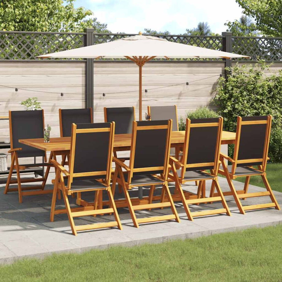 vidaXL Tuinstoelen inklapbaar 8 st massief acaciahout en textileen vidaXL Tuinstoelen inklapbaar 8 st massief acaciahout en textileen afbeelding 1