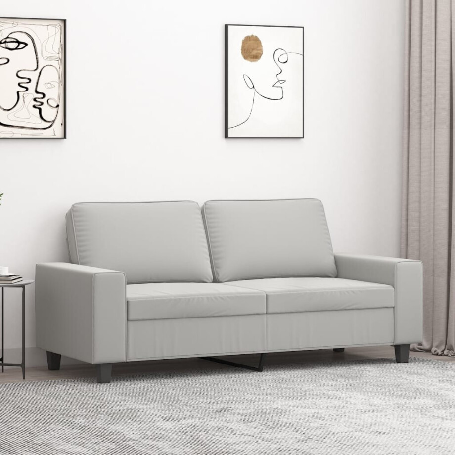 vidaXL Tweezitsbank 140 cm microvezelstof lichtgrijs afbeelding 1