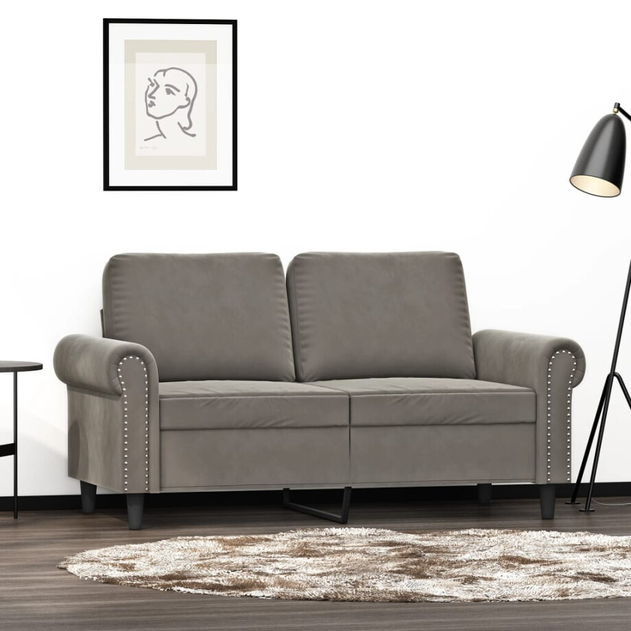 vidaXL Tweezitsbank 120 cm fluweel lichtgrijs vidaXL Tweezitsbank 120 cm fluweel lichtgrijs afbeelding 1