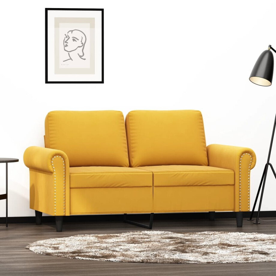vidaXL Tweezitsbank 120 cm fluweel geel afbeelding 1