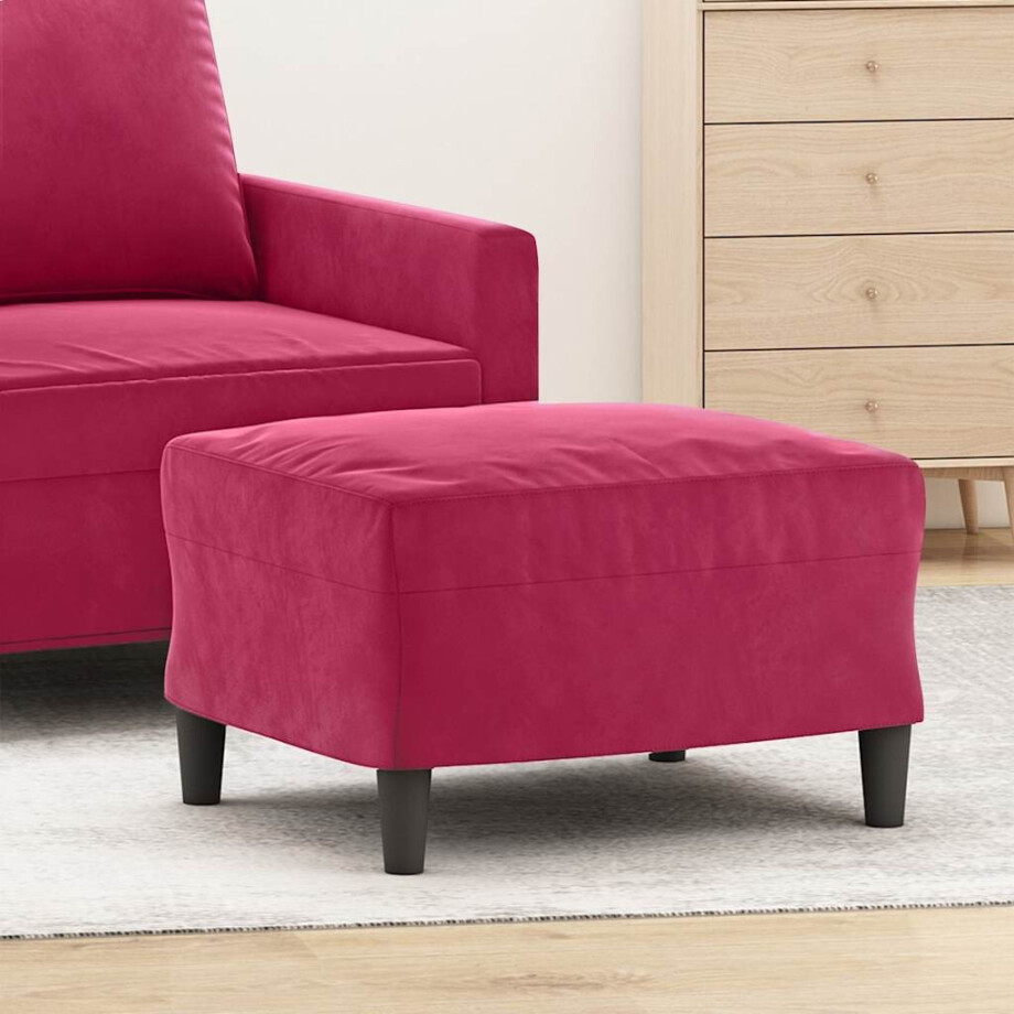 vidaXL Voetenbank 60x50x41 cm fluweel wijnrood afbeelding 1
