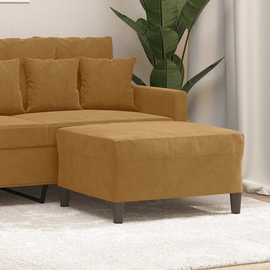vidaXL Voetenbank 70x55x41 cm fluweel bruin afbeelding 1