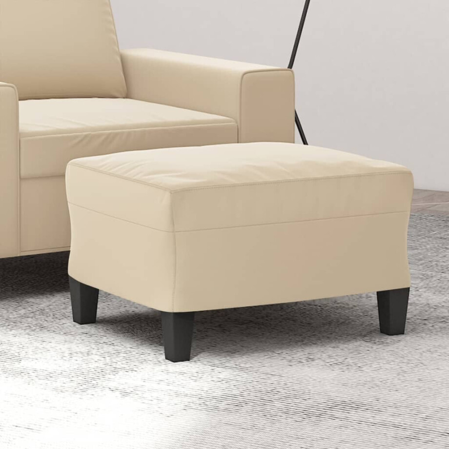vidaXL Voetenbank 60x50x41 cm microvezelstof crèmekleurig vidaXL Voetenbank 60x50x41 cm microvezelstof crèmekleurig afbeelding 1