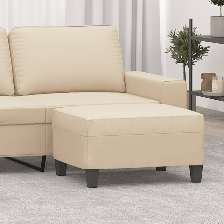 vidaXL Voetenbank 70x55x41 cm microvezelstof crèmekleurig afbeelding 1