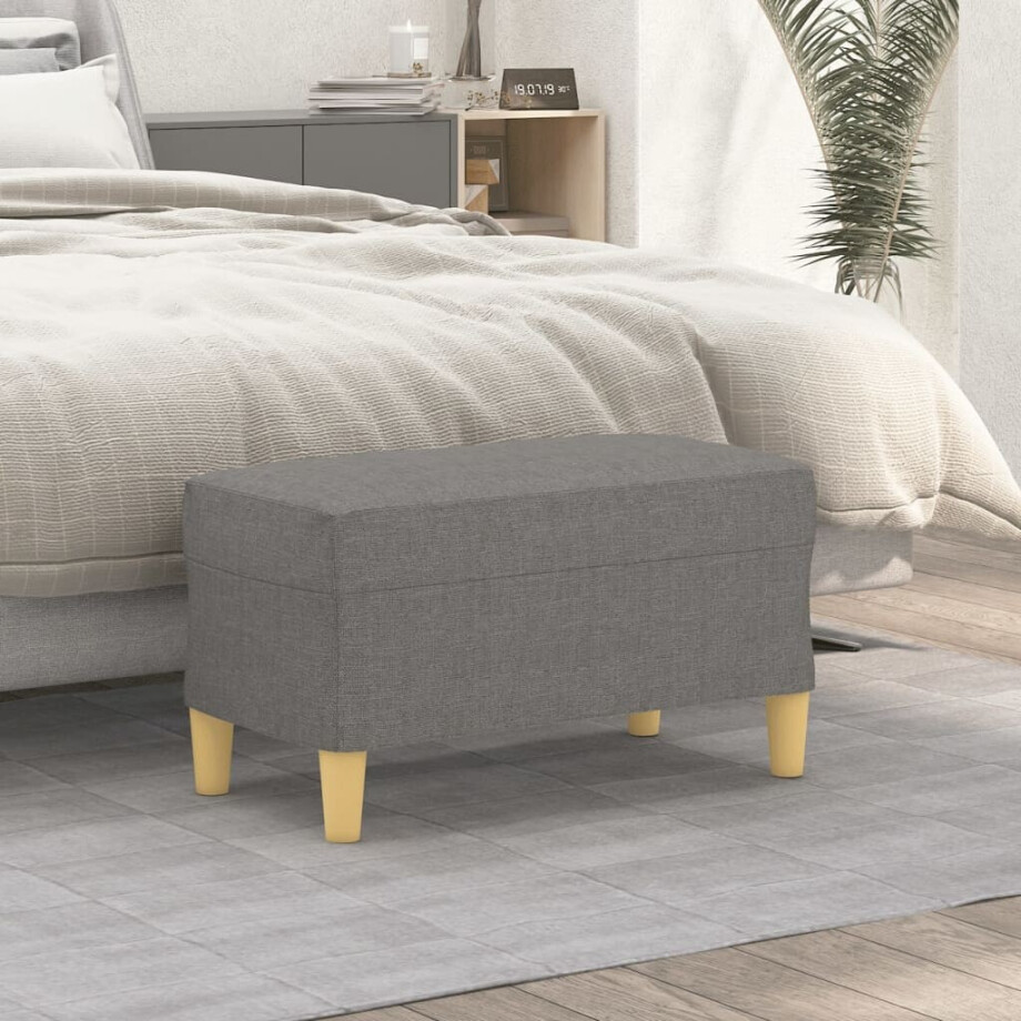 vidaXL Bankje 70x35x41 cm stof donkergrijs afbeelding 1