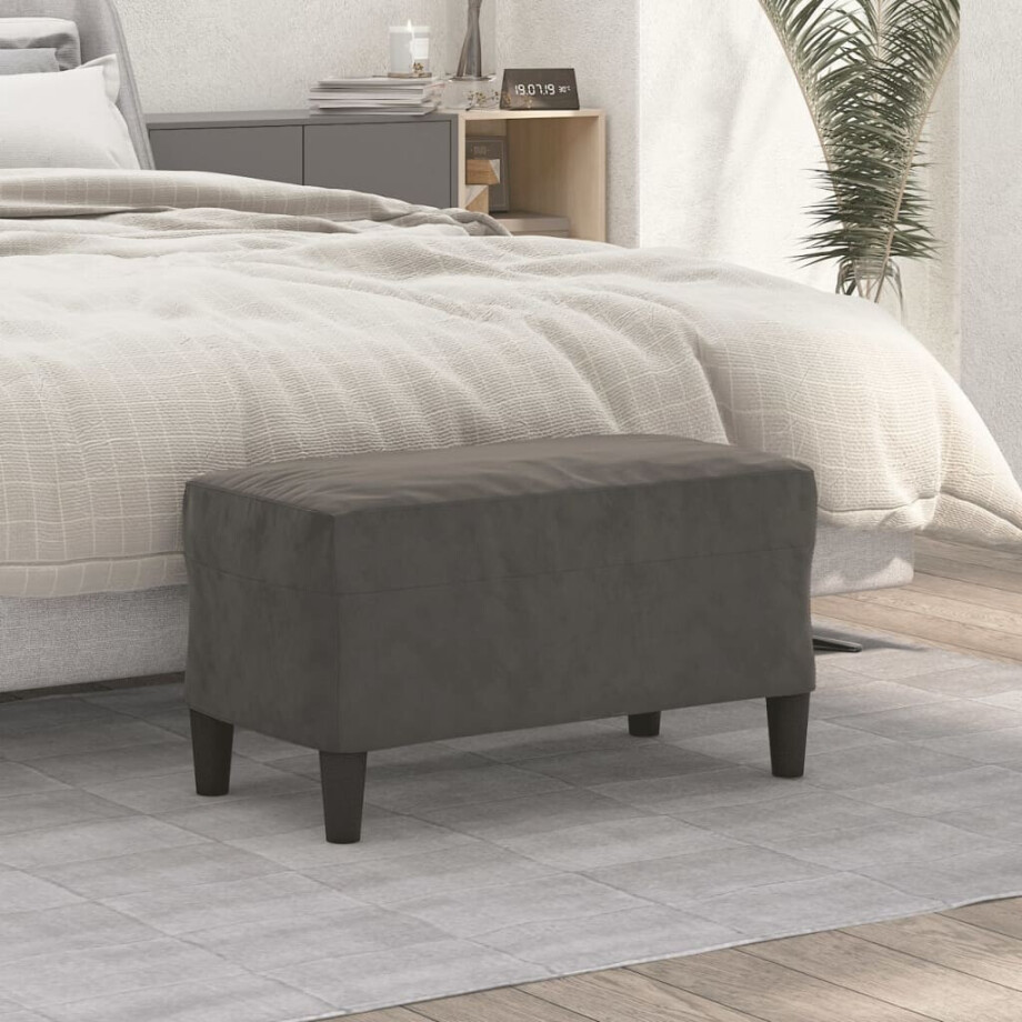 vidaXL Bankje 70x35x41 cm fluweel donkergrijs afbeelding 1