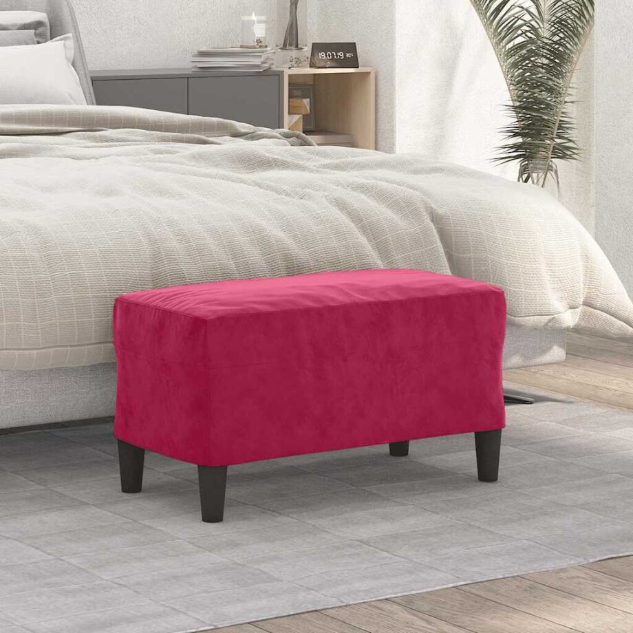 vidaXL Bankje 70x35x41 cm fluweel wijnrood vidaXL Bankje 70x35x41 cm fluweel wijnrood afbeelding 1