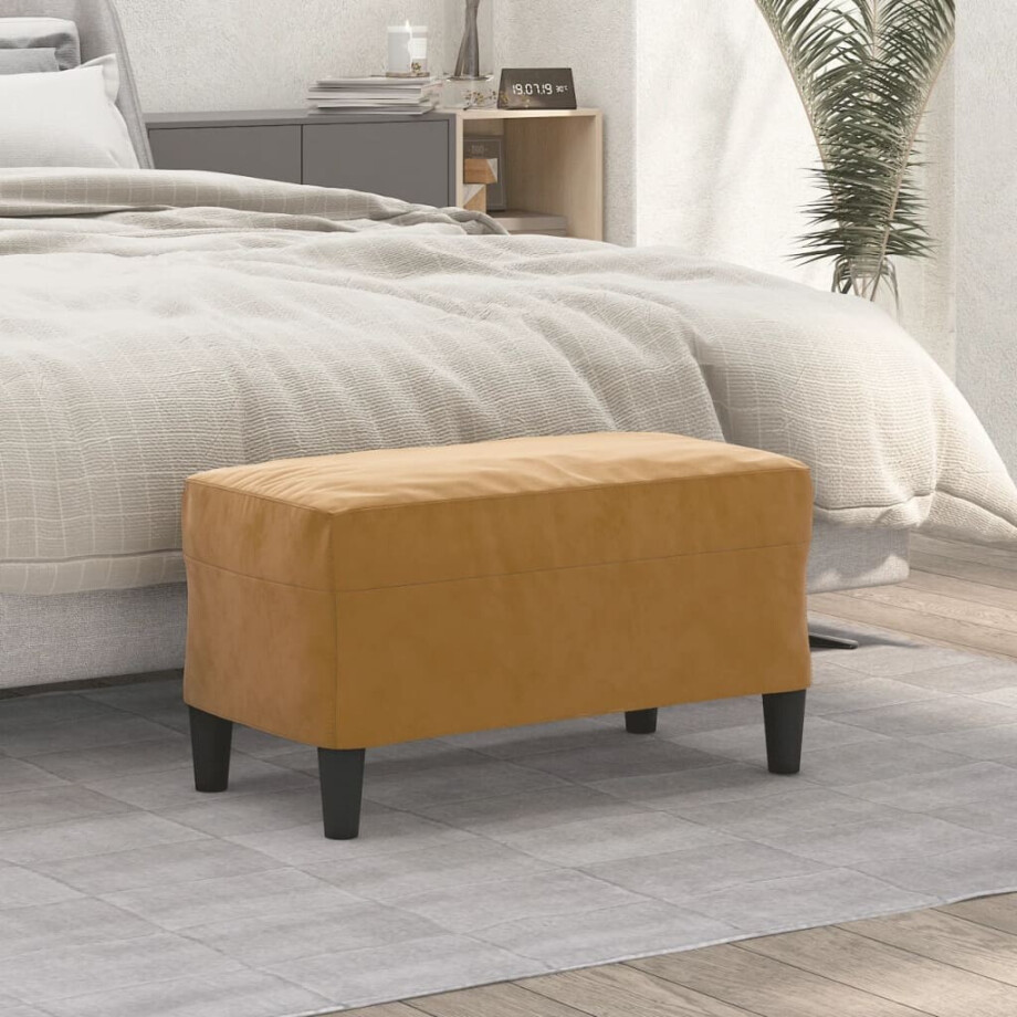 vidaXL Bankje 70x35x41 cm fluweel bruin afbeelding 1