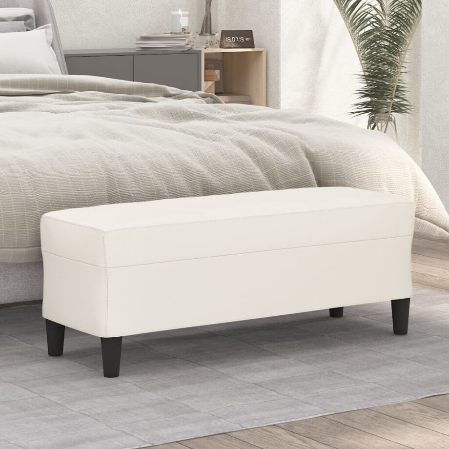 vidaXL Bankje 100x35x41 cm kunstleer crèmekleurig afbeelding 1