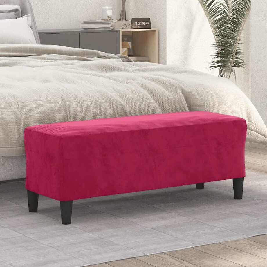 vidaXL Bankje 100x35x41 cm fluweel wijnrood afbeelding 1