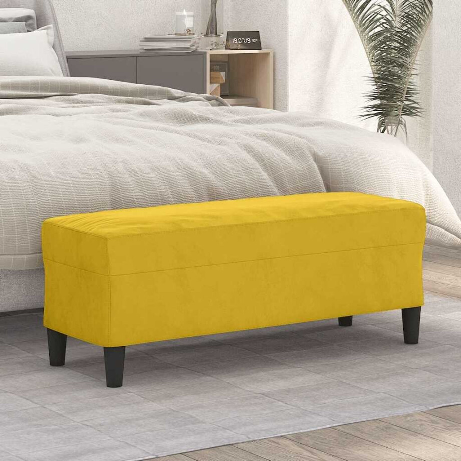 vidaXL Bankje 100x35x41 cm fluweel geel afbeelding 1
