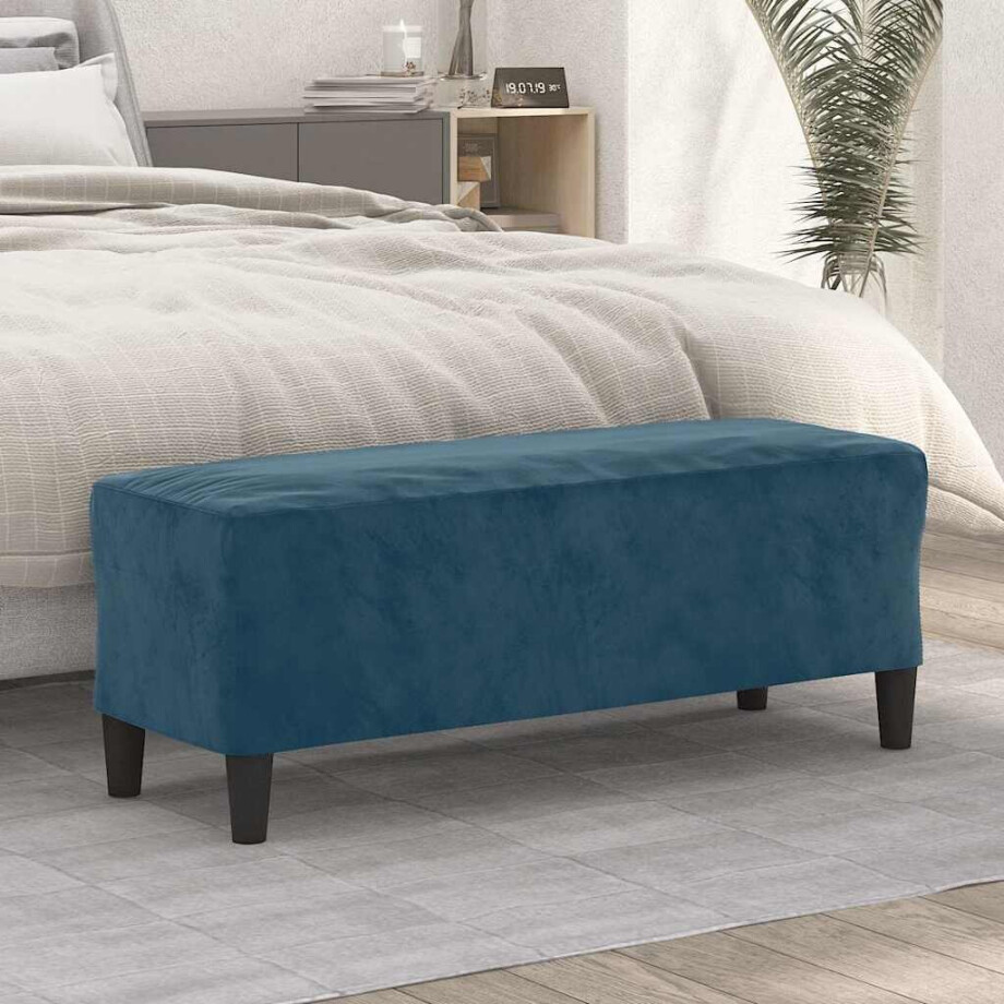 vidaXL Bankje 100x35x41 cm fluweel blauw afbeelding 1