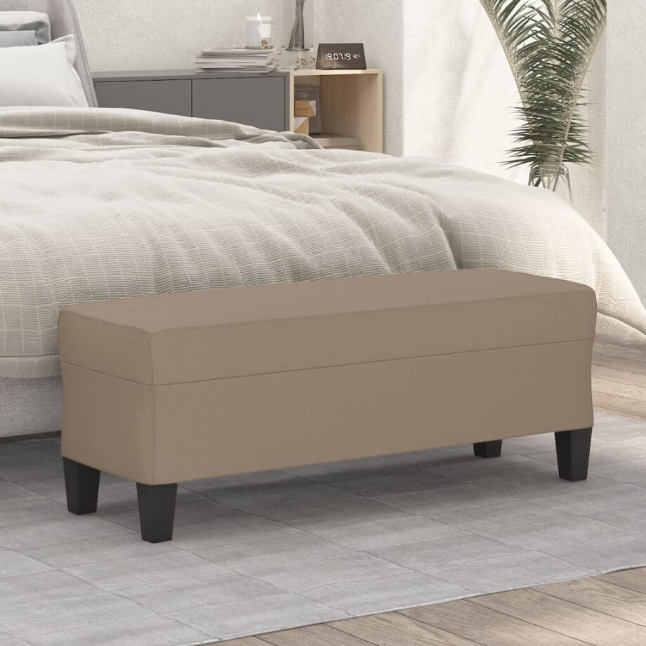 vidaXL Bankje 100x35x41 cm kunstleer cappuccinokleurig afbeelding 1