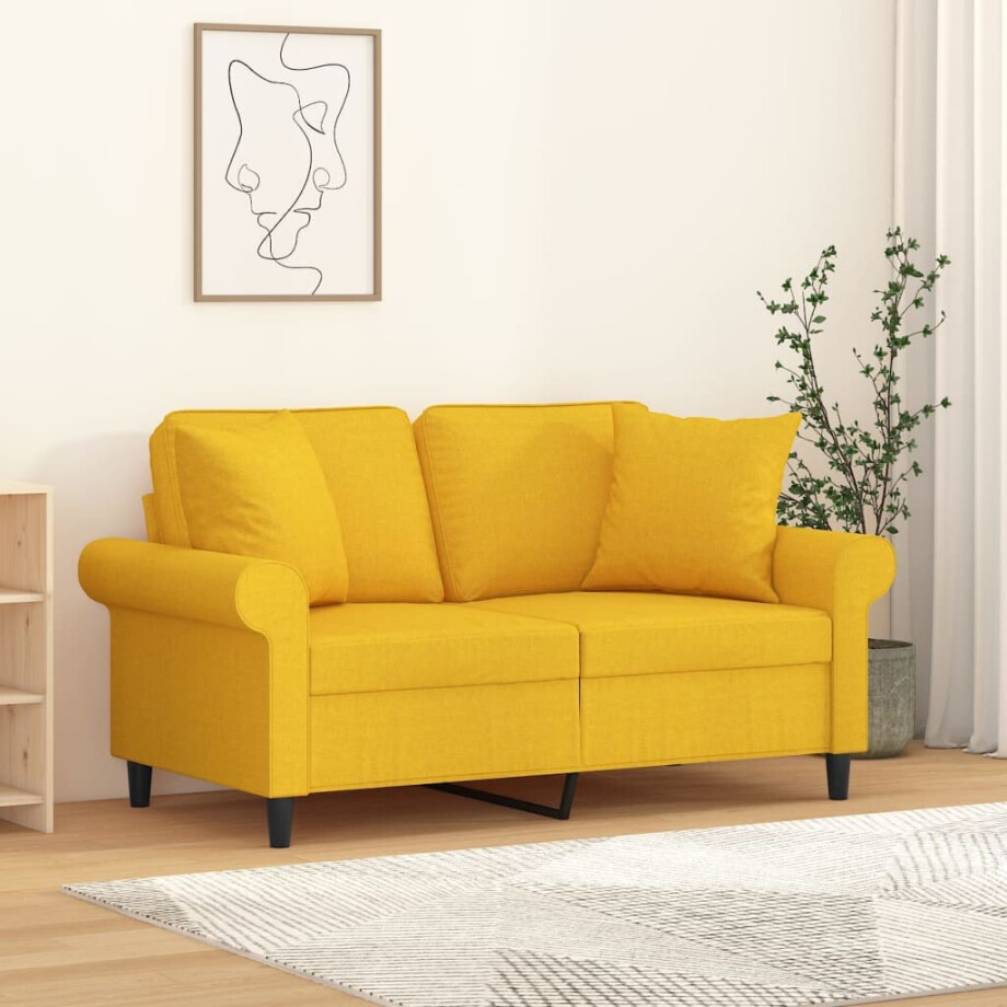 vidaXL Sierkussens 2 st 40x40 cm stof lichtgeel afbeelding 1