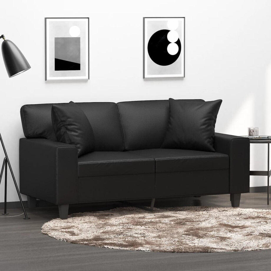 vidaXL Sierkussens 2 st 40x40 cm kunstleer zwart afbeelding 1