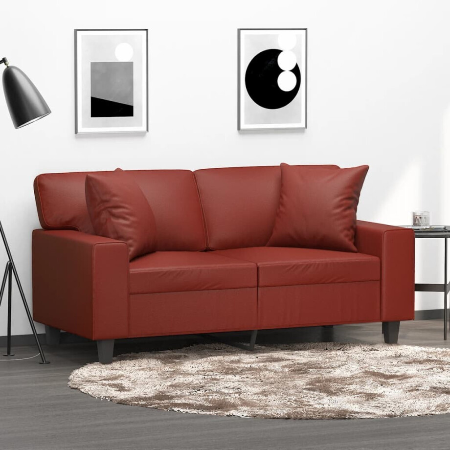 vidaXL Sierkussens 2 st 40x40 cm kunstleer wijnrood vidaXL Sierkussens 2 st 40x40 cm kunstleer wijnrood afbeelding 1