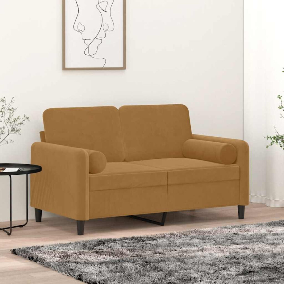 vidaXL Sierkussens 2 st 15x50 cm fluweel bruin afbeelding 1