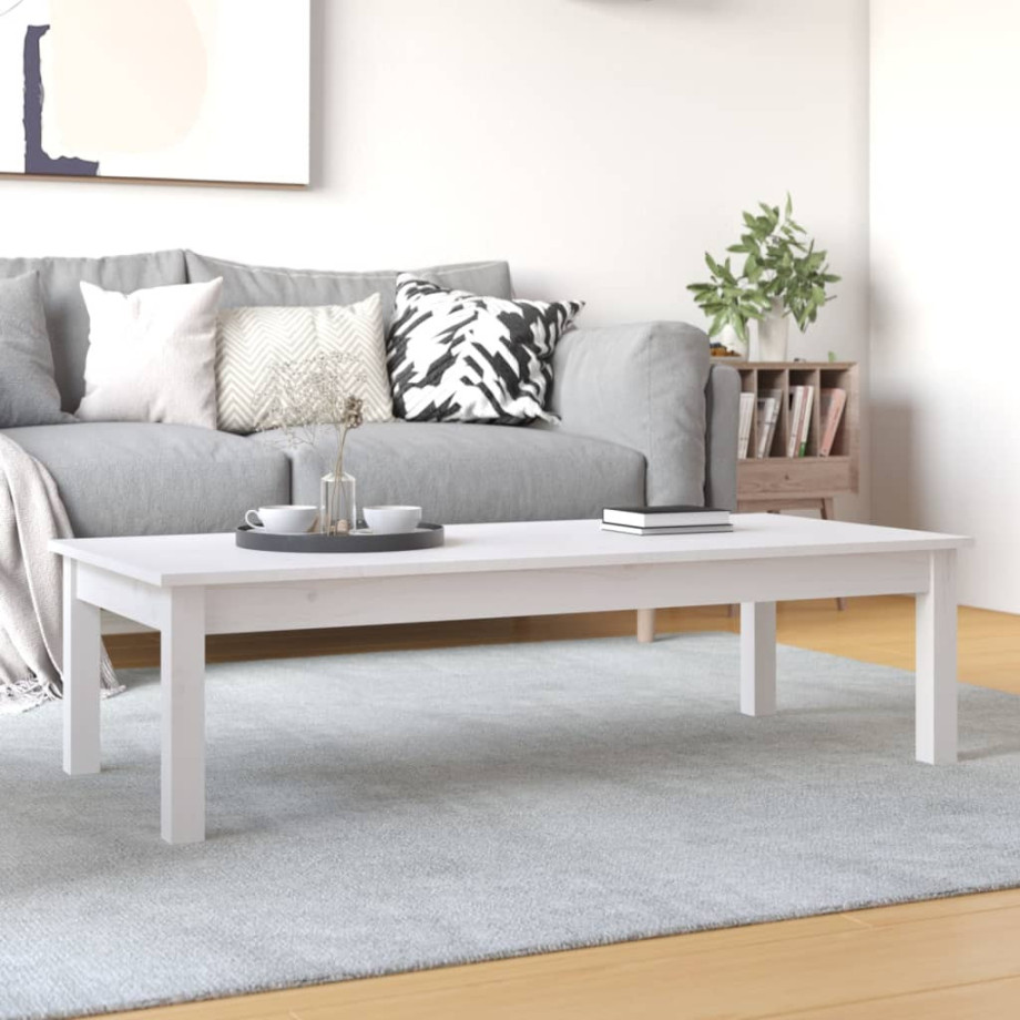 vidaXL Salontafel 110x50x30 cm massief grenenhout wit vidaXL Salontafel 110x50x30 cm massief grenenhout wit afbeelding 1