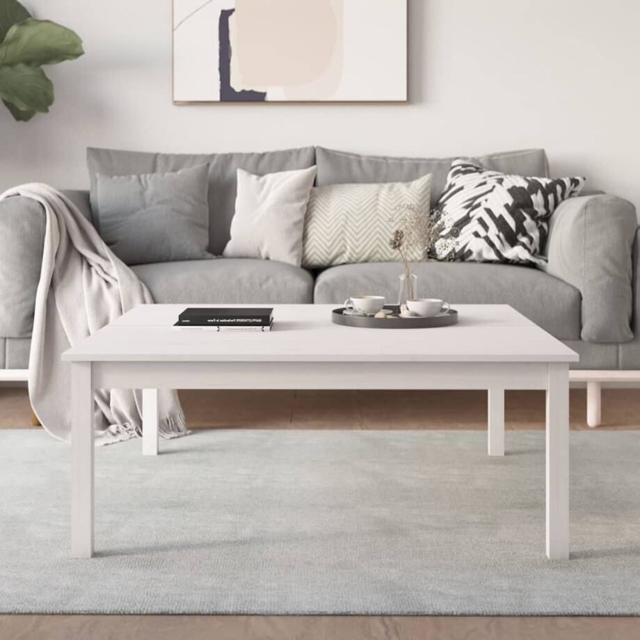 vidaXL Salontafel 100x100x40 cm massief grenenhout wit afbeelding 1