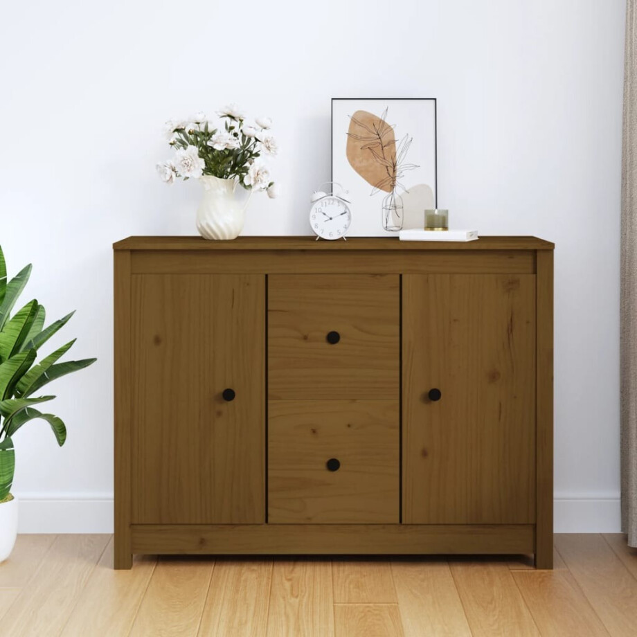 vidaXL Dressoir 100x35x74 cm massief grenenhout honingbruin afbeelding 1