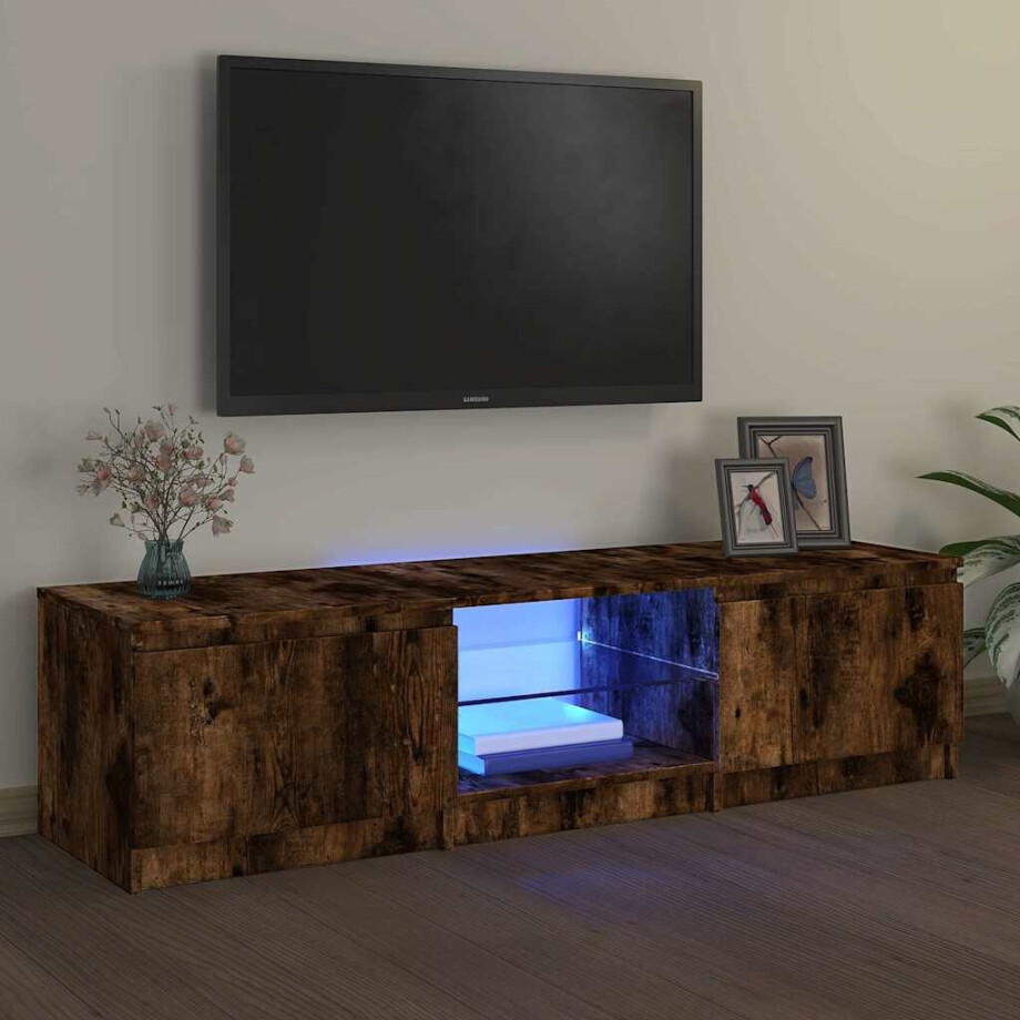 vidaXL Tv-meubel LED-verlichting 140x40x36 cm gerookt eikenkleurig afbeelding 1