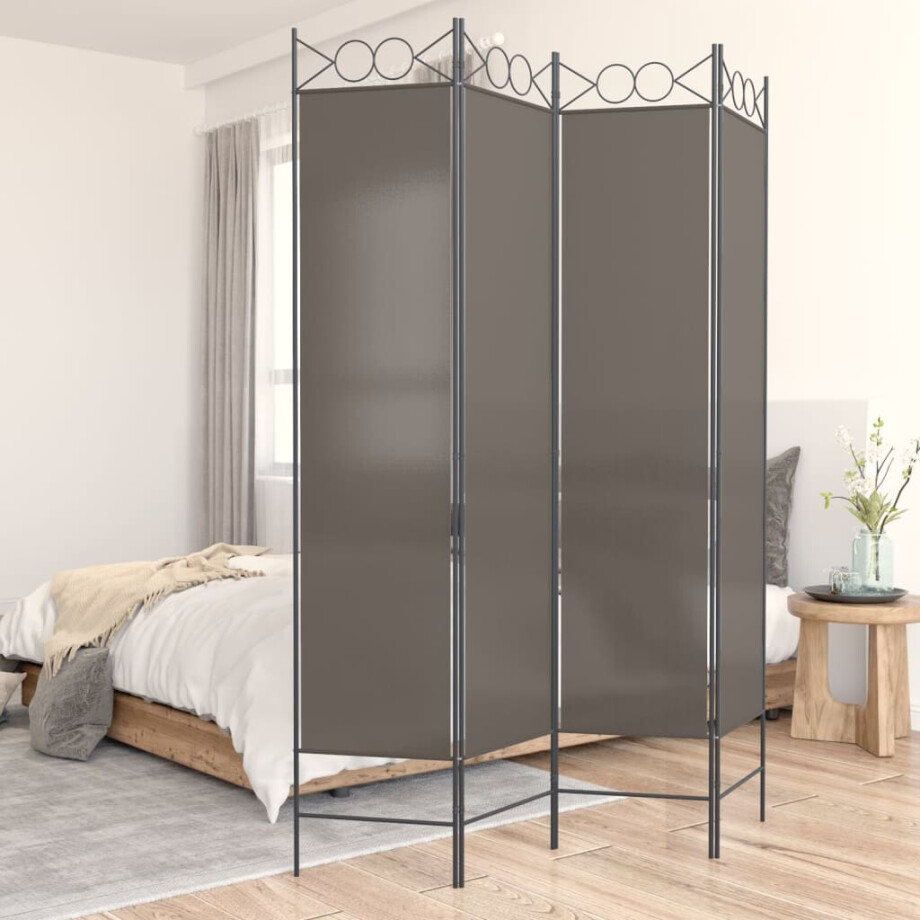 vidaXL Kamerscherm met 4 panelen 160x220 cm stof antracietkleurig afbeelding 1