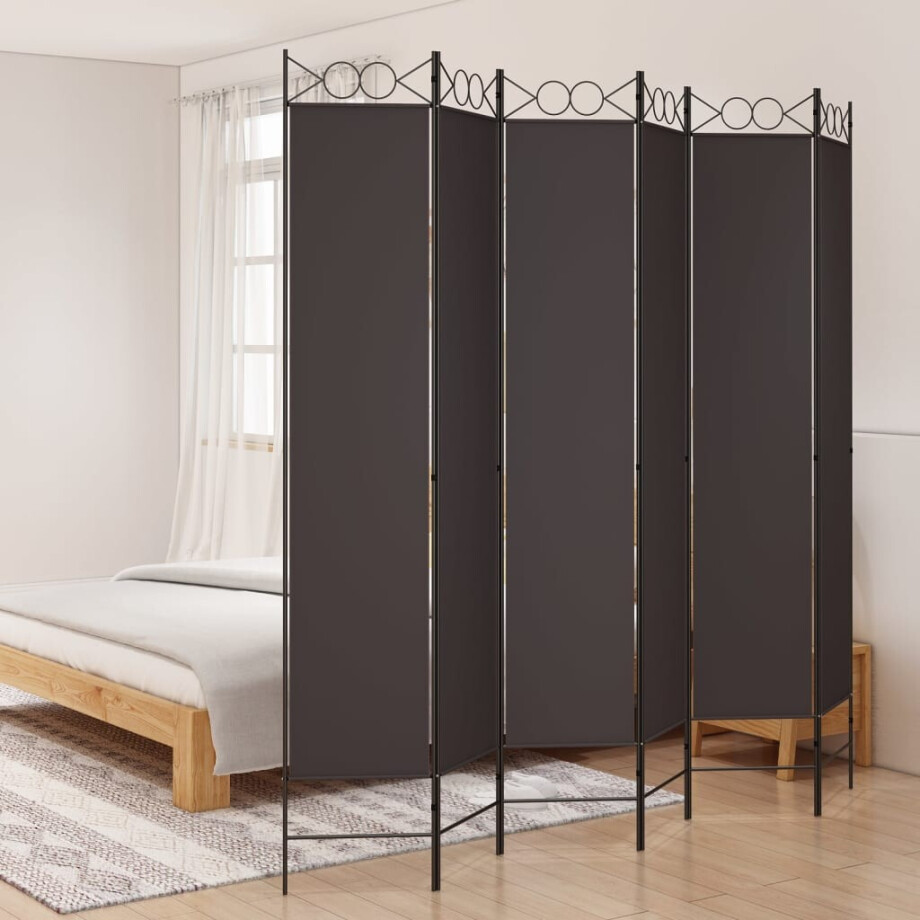 vidaXL Kamerscherm met 6 panelen 300x220 cm stof bruin afbeelding 1