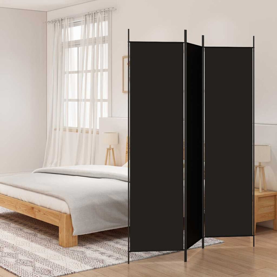 vidaXL Kamerscherm met 3 panelen 150x200 cm stof zwart afbeelding 1