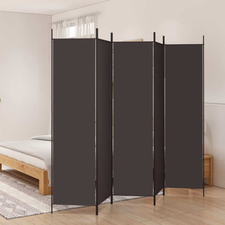 vidaXL Kamerscherm met 5 panelen 250x200 cm stof bruin afbeelding 1