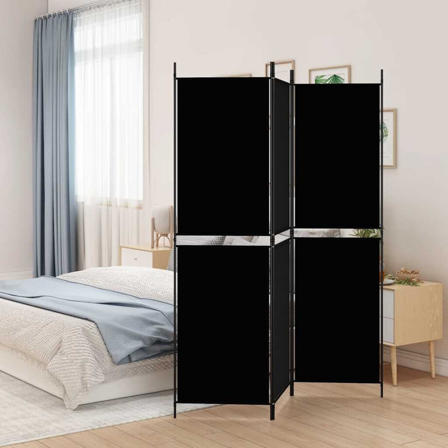 vidaXL Kamerscherm met 3 panelen 150x180 cm stof zwart afbeelding 1