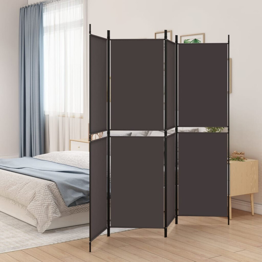 vidaXL Kamerscherm met 4 panelen 200x180 cm stof bruin vidaXL Kamerscherm met 4 panelen 200x180 cm stof bruin afbeelding 1