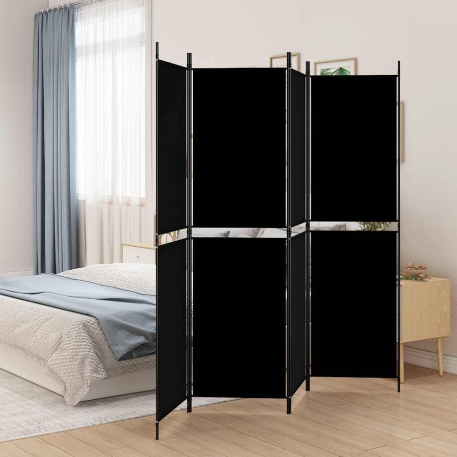 vidaXL Kamerscherm met 4 panelen 200x180 cm stof zwart afbeelding 1
