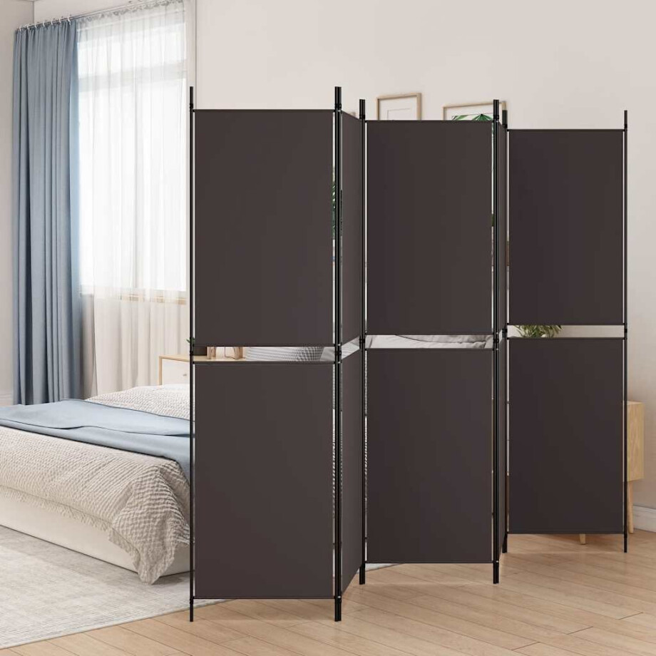 vidaXL Kamerscherm met 5 panelen 250x180 cm stof bruin afbeelding 1