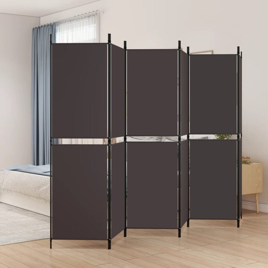 vidaXL Kamerscherm met 6 panelen 300x180 cm stof bruin vidaXL Kamerscherm met 6 panelen 300x180 cm stof bruin afbeelding 1