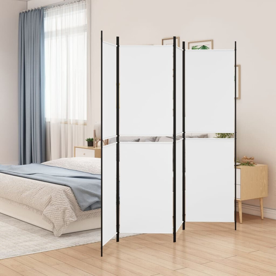 vidaXL Kamerscherm met 4 panelen 200x200 cm stof wit afbeelding 1