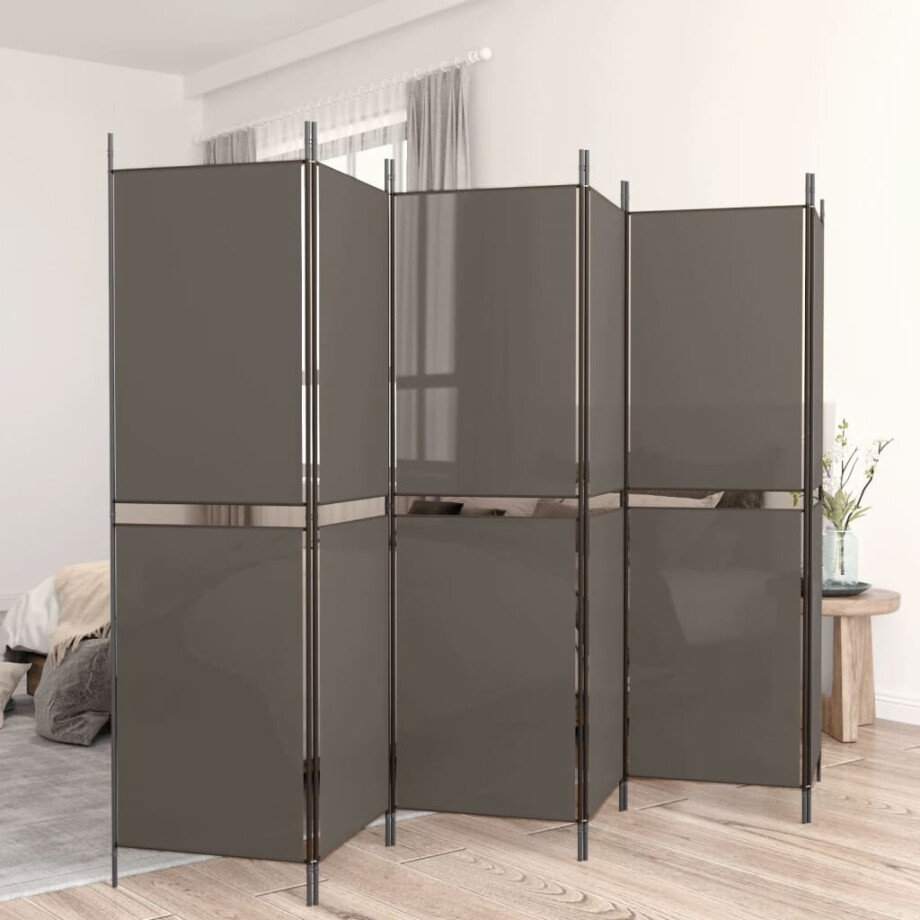 vidaXL Kamerscherm met 6 panelen 300x200 cm stof antracietkleurig afbeelding 1