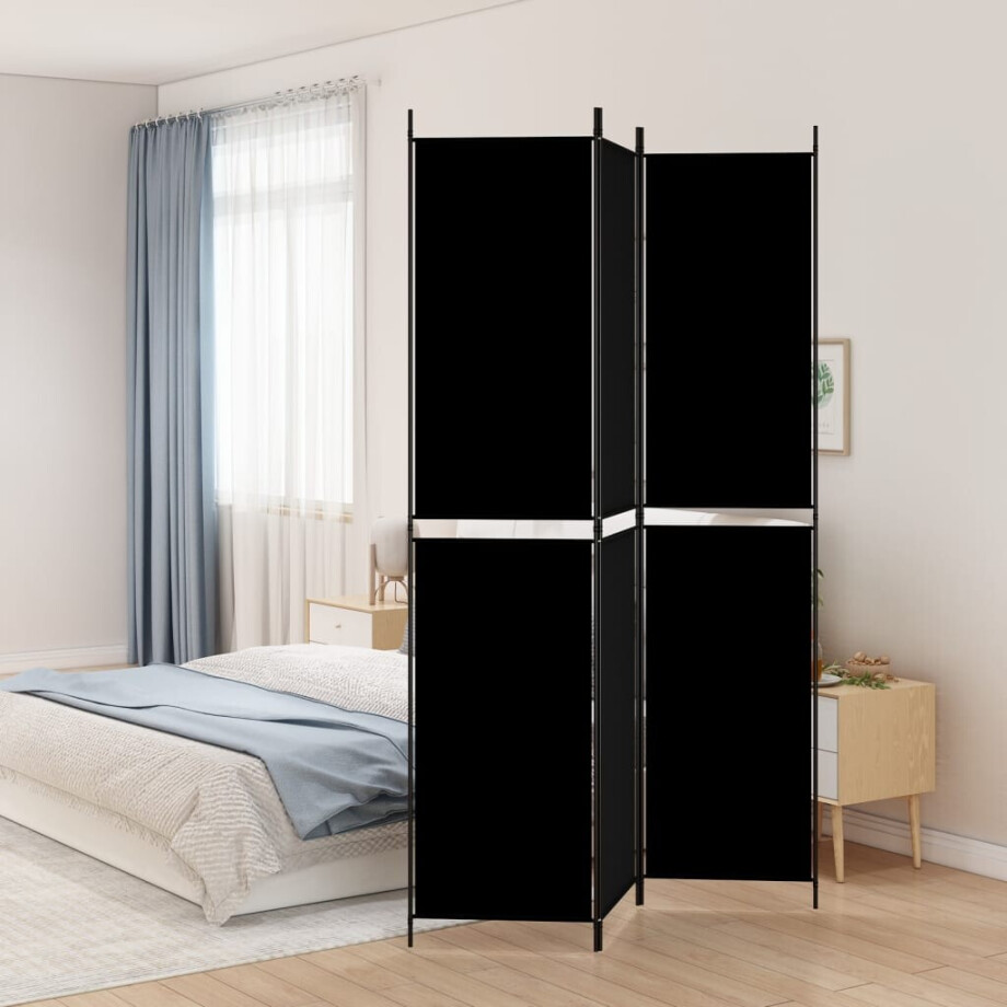 vidaXL Kamerscherm met 3 panelen 150x220 cm stof zwart afbeelding 1