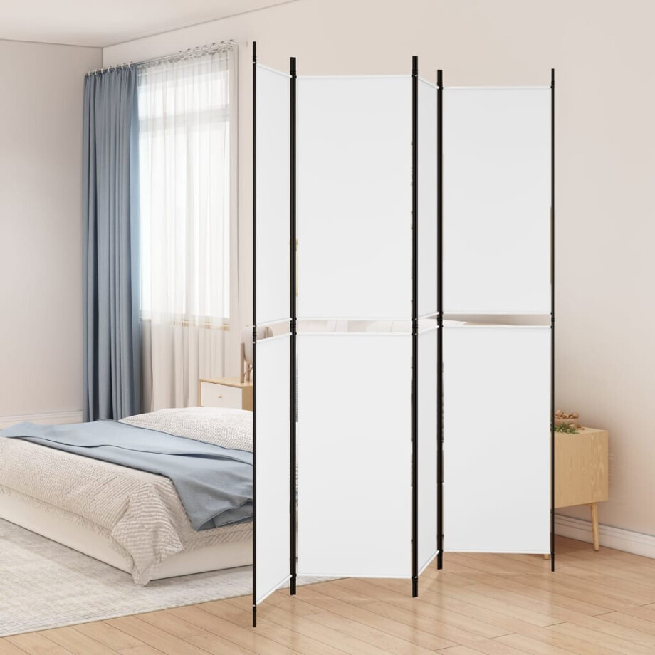 vidaXL Kamerscherm met 4 panelen 200x220 cm stof wit afbeelding 1