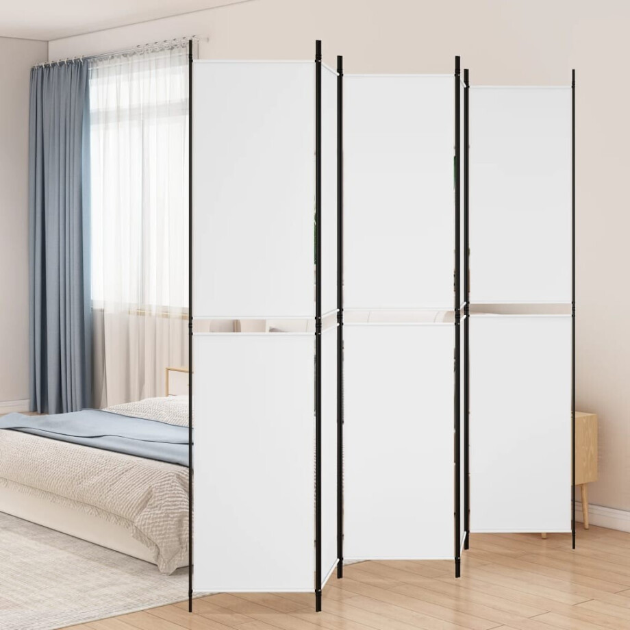 vidaXL Kamerscherm met 5 panelen 250x220 cm stof wit afbeelding 1