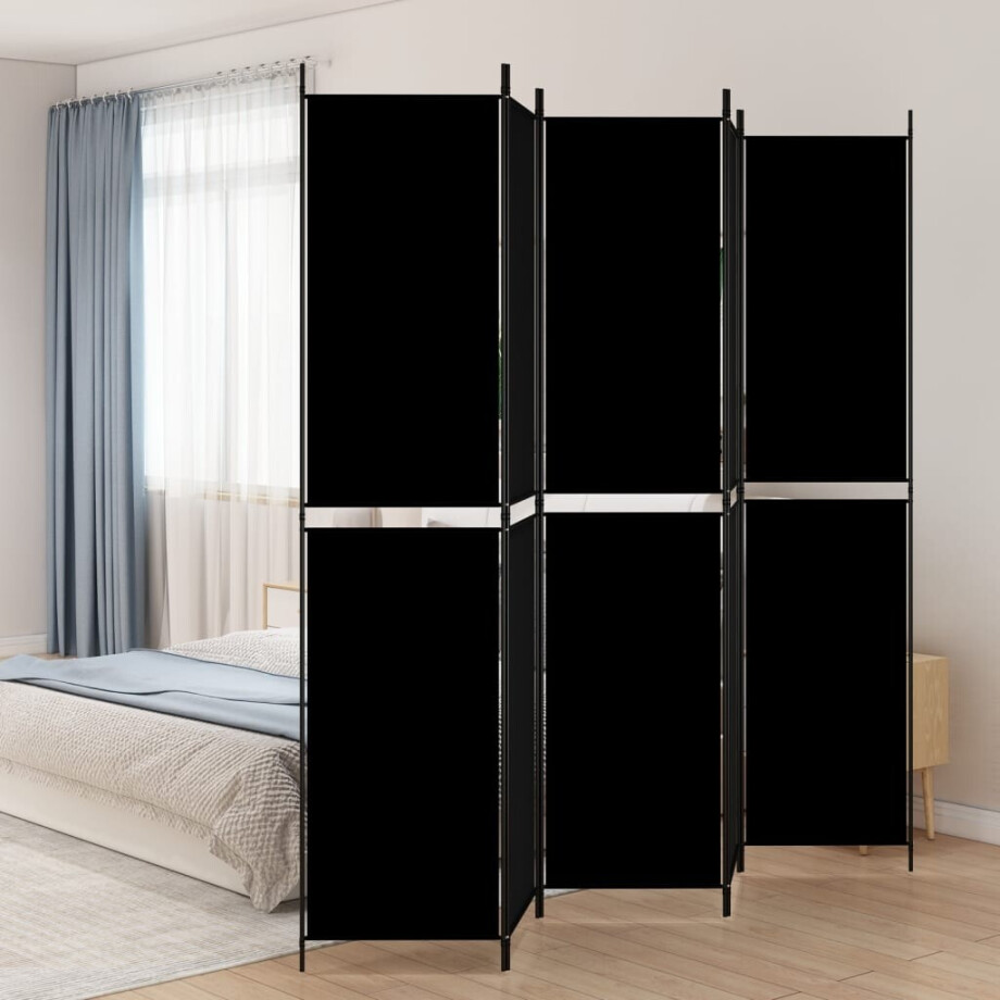 vidaXL Kamerscherm met 5 panelen 250x220 cm stof zwart afbeelding 1