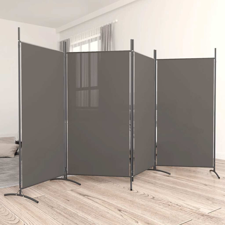 vidaXL Kamerscherm met 4 panelen 346x180 cm stof antracietkleurig afbeelding 1