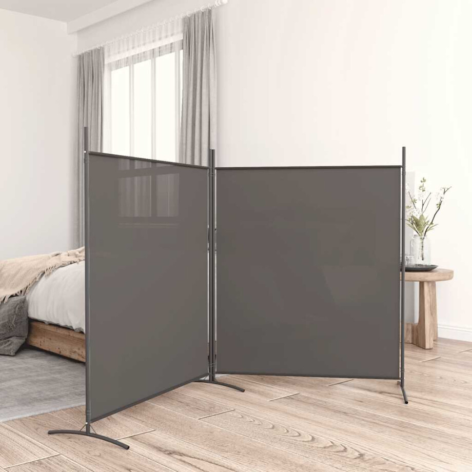 vidaXL Kamerscherm met 2 panelen 346x180 cm stof antracietkleurig vidaXL Kamerscherm met 2 panelen 346x180 cm stof antracietkleurig afbeelding 1